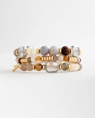 Stretch Set Of Three Genuine Stone Bracelets | Chico's